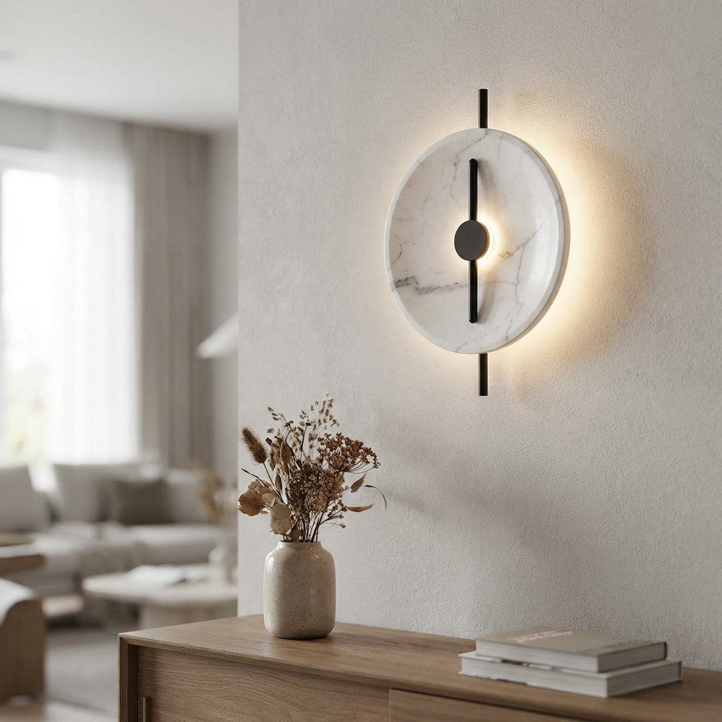 Elegant White Marble Wall Lamp - Pexav