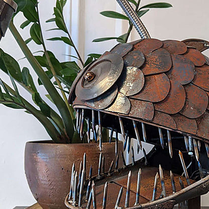 Rustic Usb Angler Fish Lamp, Shark Lamp Steampunk Style Table Lamp, Steampunk Angler Fish Lamp, Anglerfish Lamp Retro Art Table Lamp