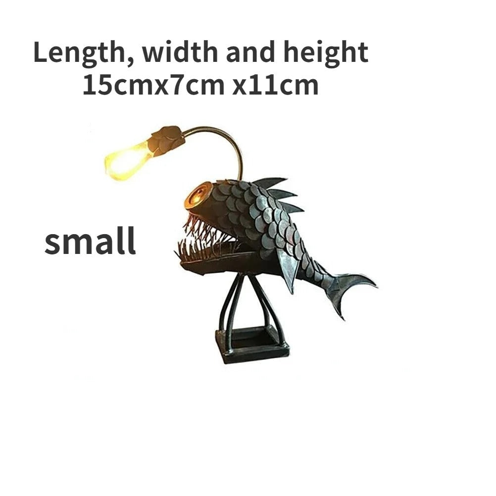 Rustic Usb Angler Fish Lamp, Shark Lamp Steampunk Style Table Lamp, Steampunk Angler Fish Lamp, Anglerfish Lamp Retro Art Table Lamp