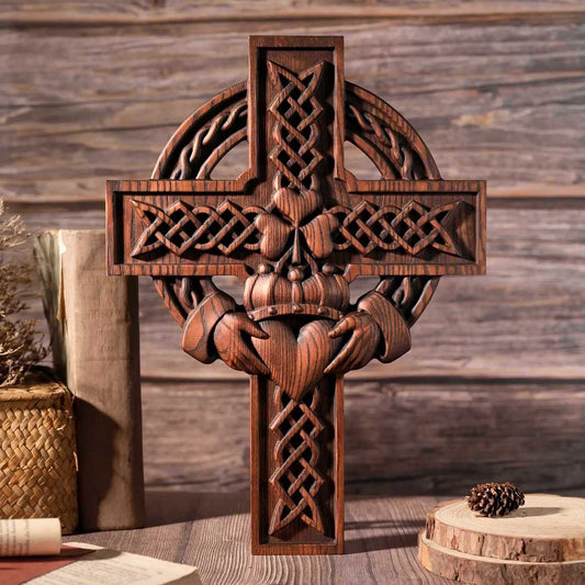 Traditional Irish Wooden Cross Wall Decor - Pexav