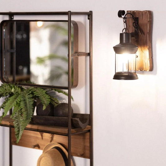 Rural Wooden Candle Wall Lamp - Classic Black Outdoor Sconce - Pexav