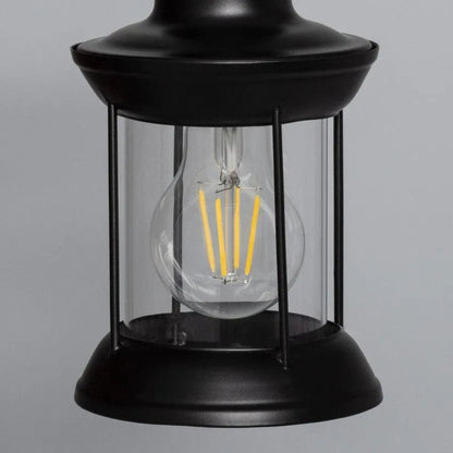 Rustic Lantern Wall Light with Natural Wood Accent – Vintage Black Metal Sconce for Indoor and Outdoor Use 2