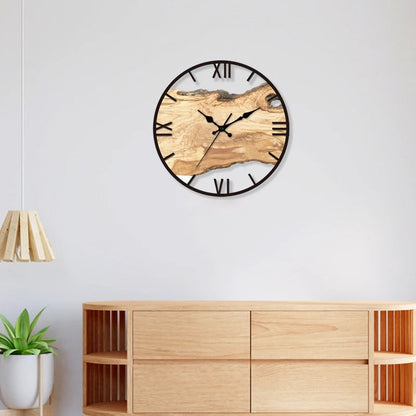 Classic Wooden Wall Clock with Silent Movement - Pexav