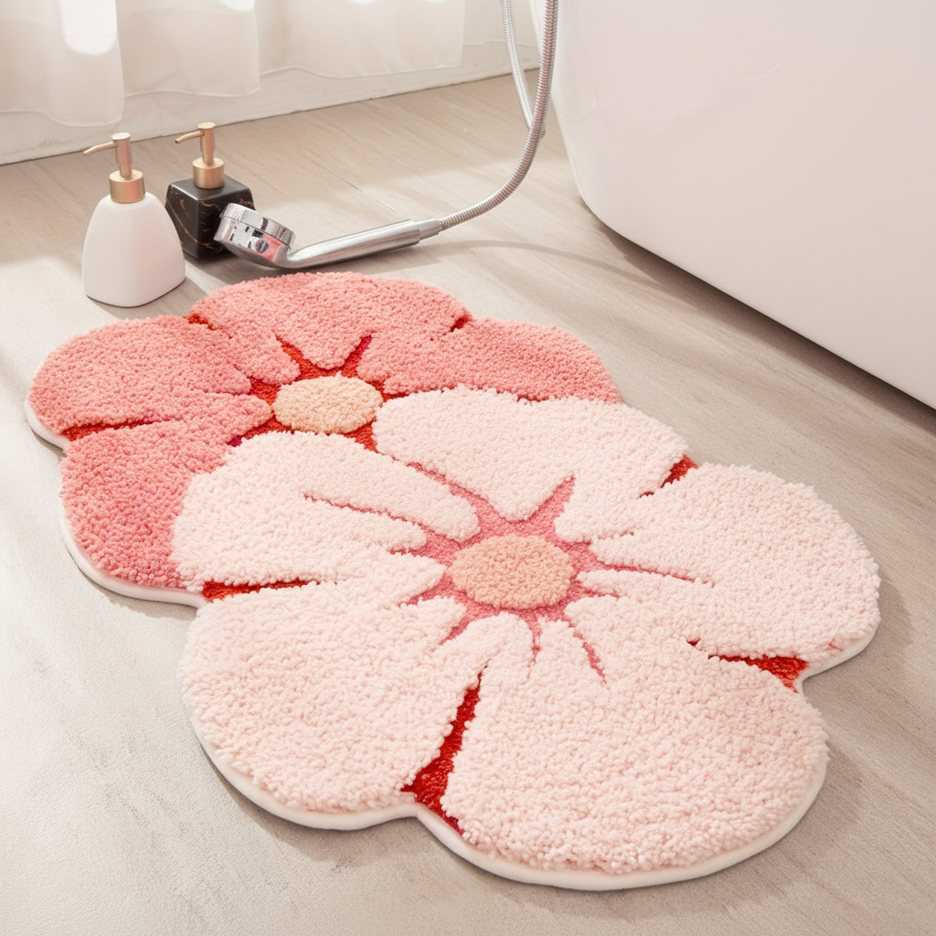 Soft Grip Floral Bath Mat - Pexav