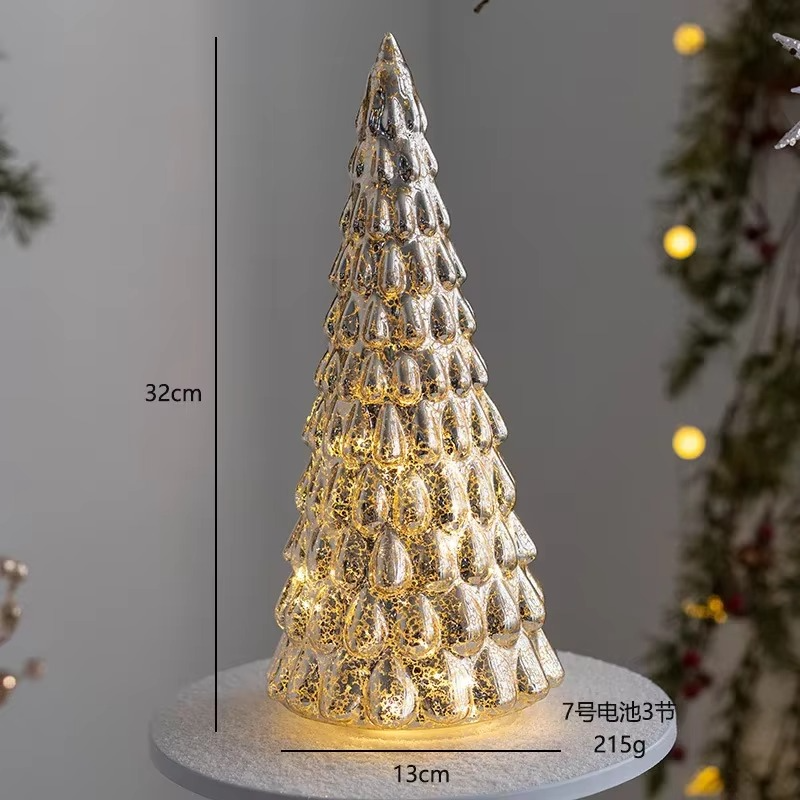 Festive Clear Glass Christmas Tree Table Lamp