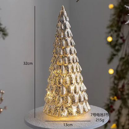 Festive Clear Glass Christmas Tree Table Lamp