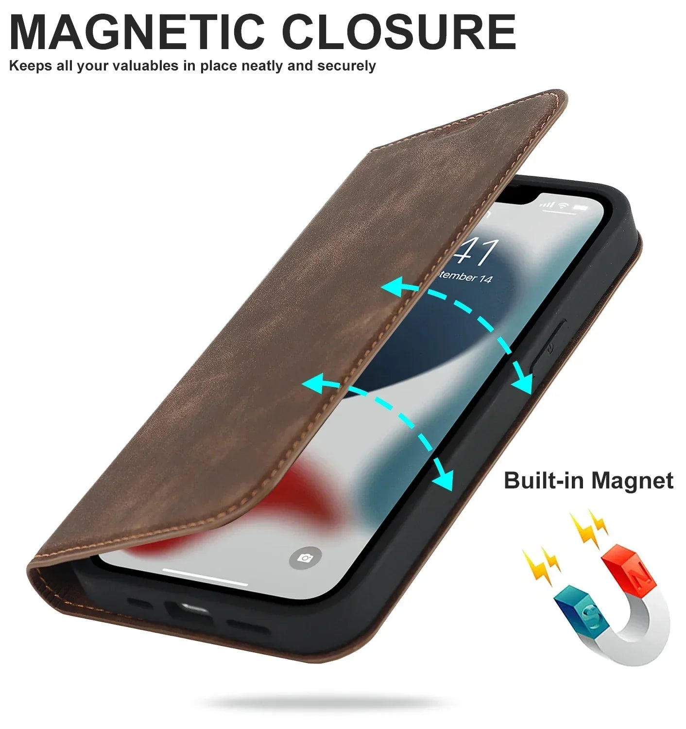 Slim Magnetic Phone Wallet Case with Wireless Charger
