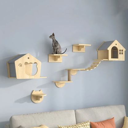 Pet Cat Activity Climbing Wooden Tower