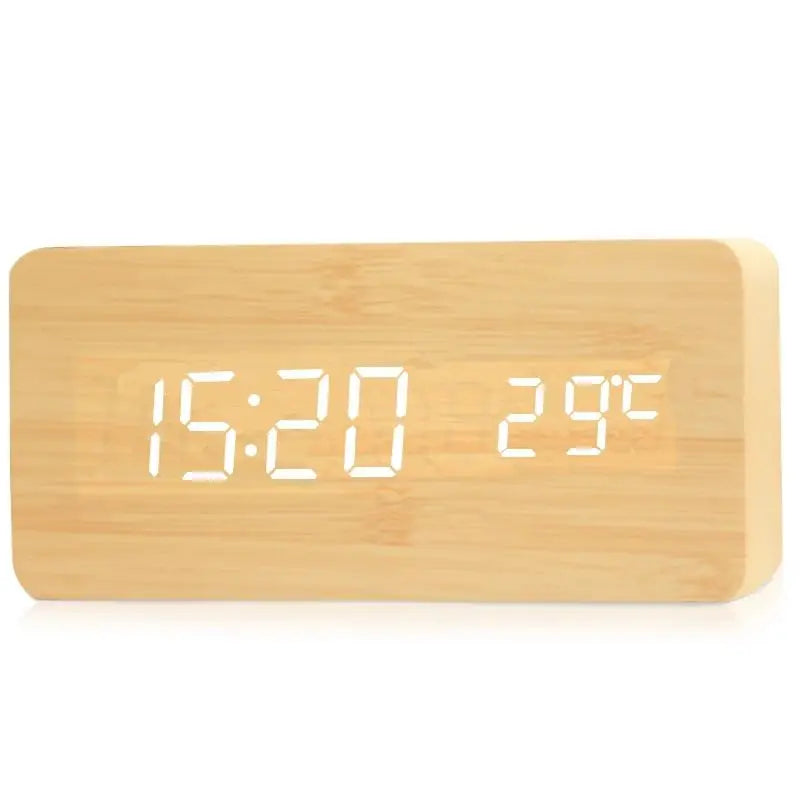 Rustic Wooden LED Alarm Clock