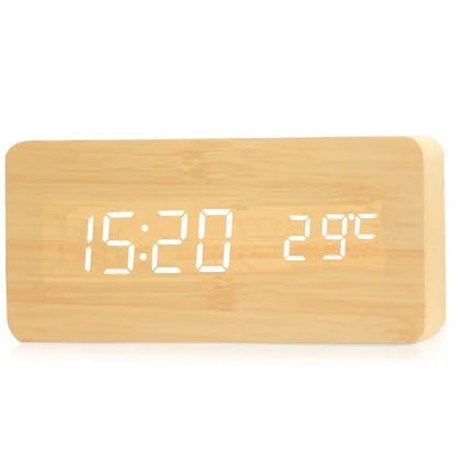 Rustic Wooden LED Alarm Clock