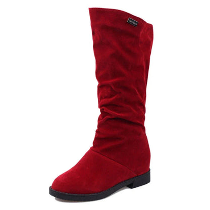 Warm Snow Boots for Women Mid Calf Low Heel