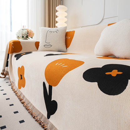 Stylish Petal Pattern Slip Resistant Couch Cover - Pexav