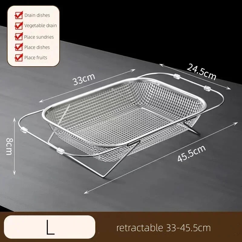 Compact Kitchen Sink Mesh Colander Rack