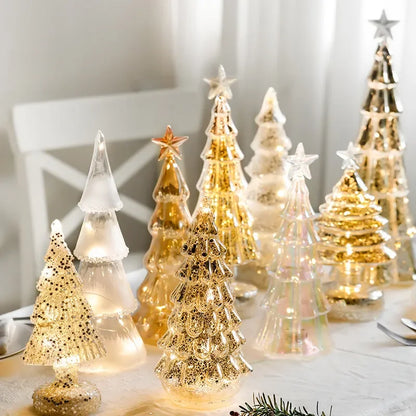 Festive Clear Glass Christmas Tree Table Lamp - Pexav