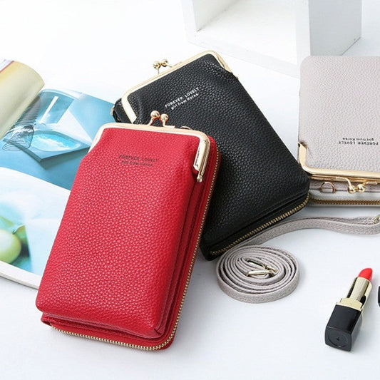 Versatile Small Leather Crossbody Handbag - Pexav