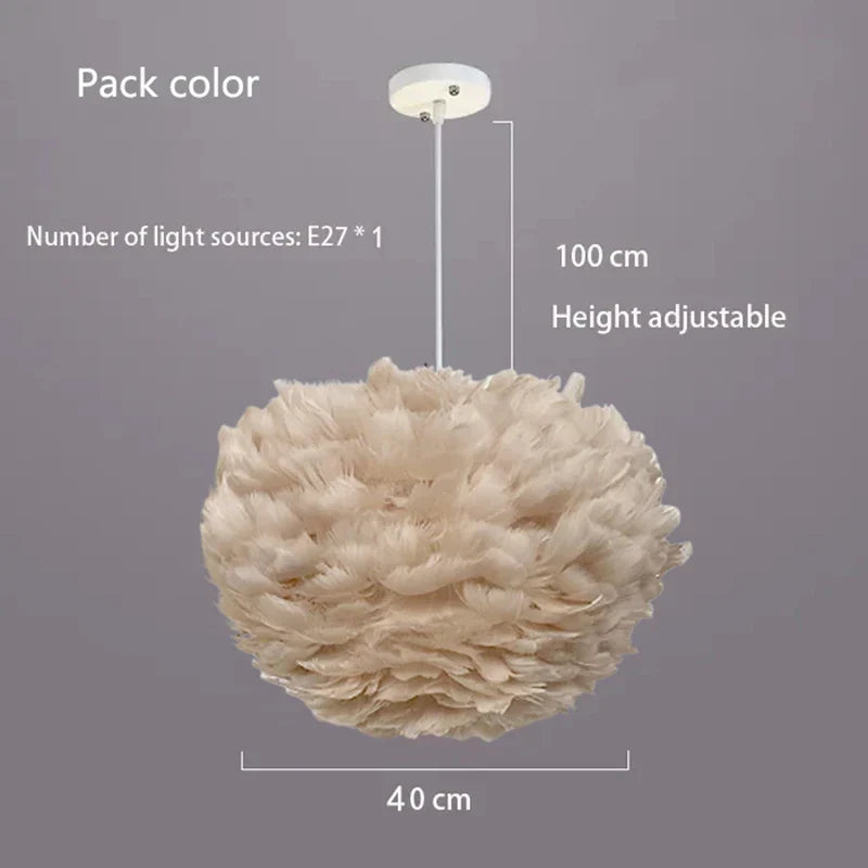 Fluffy White Faux Feather Ceiling Lamp