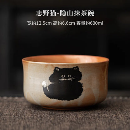 Variant image for Matcha Tea Set Cat Design 4 Pieces Bamboo Whisk Ceramic Bowl-3