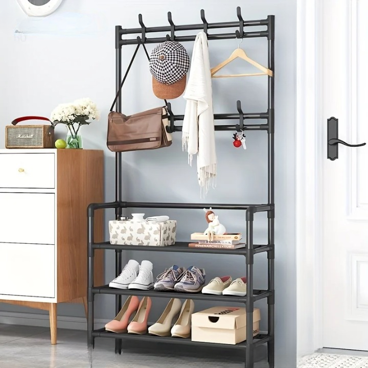 Space Saving Entryway Coat Rack with Shelf