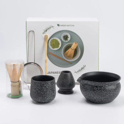 Traditional Japanese Matcha Tea Bowl Set with Whisk - Pexav