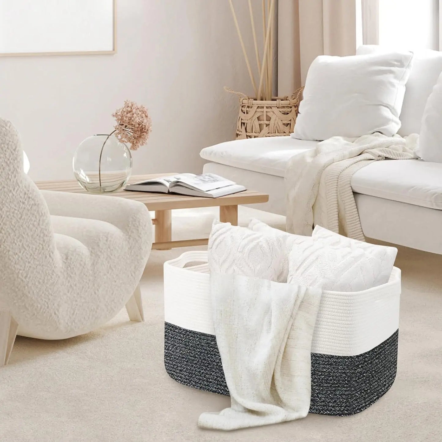 Big Natural Fiber Storage Basket Organizer