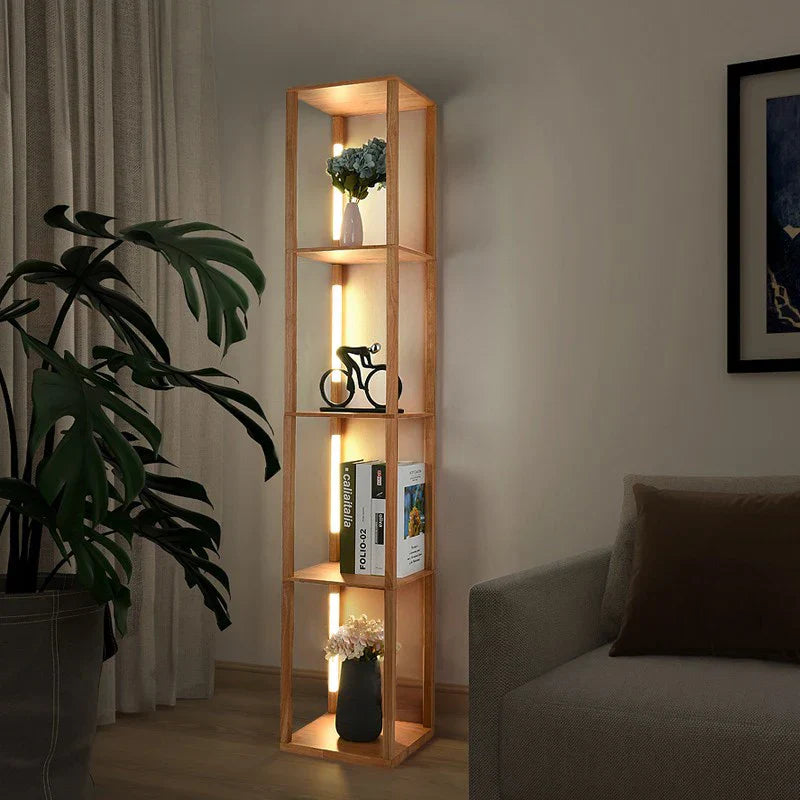 Rustic Wood LED Lamp Floating Shelf - Pexav