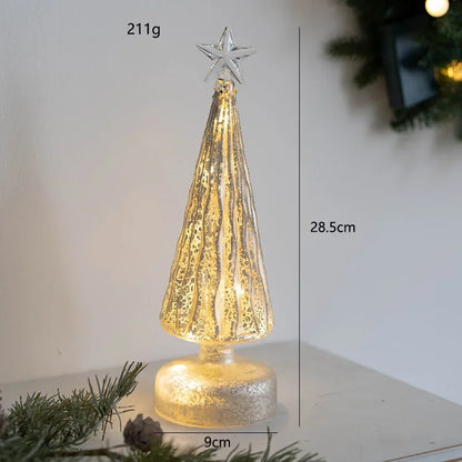 Festive Clear Glass Christmas Tree Table Lamp