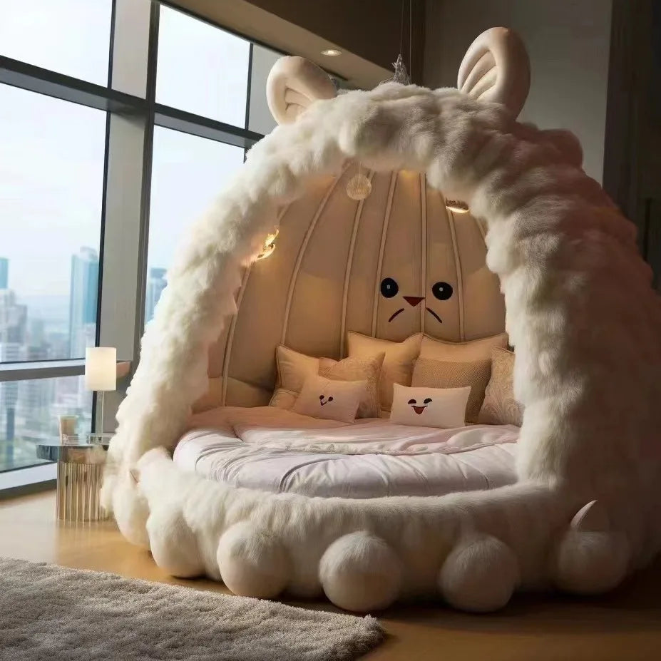 Large Fluffy Bunny Big Bed - Pexav