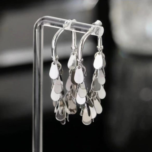 Chic Dangle Drop Metallic Fringe Earrings - Pexav