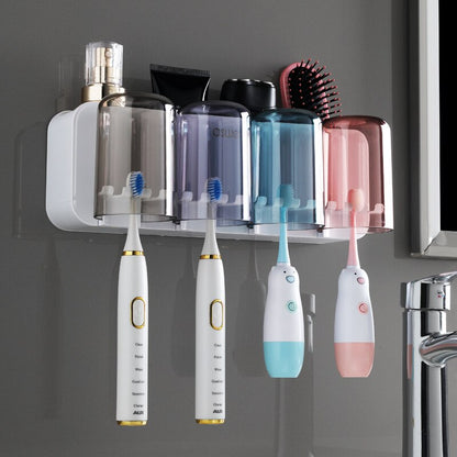 Bathroom Wall Mount Toothbrush Mouthwash Holder