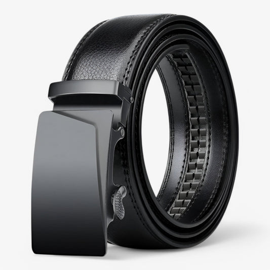 Easy Fit Men's Leather Belt with Slim Buckle - Pexav