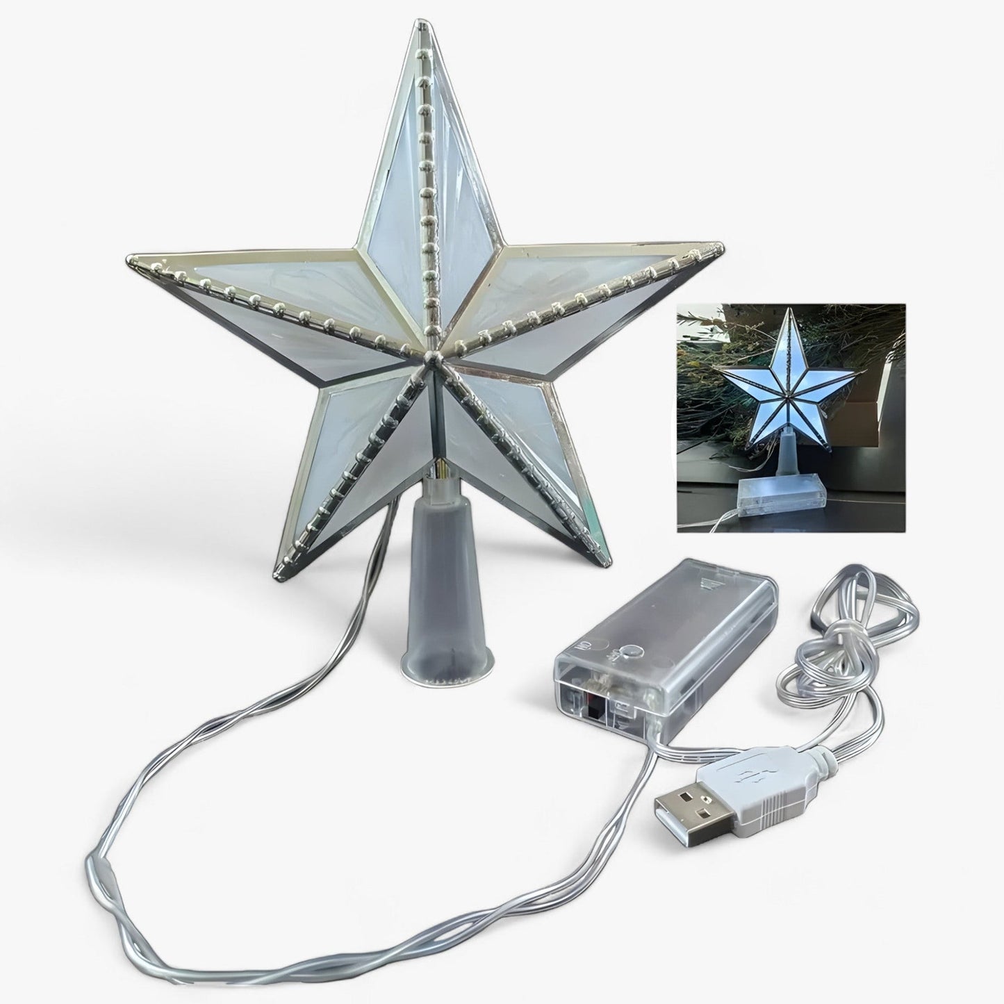 Bright LED Five Point Star Tree Topper