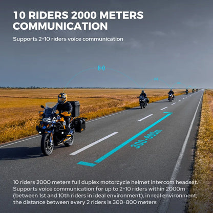 Waterproof Motorcycle Bluetooth Intercom for 10 Riders