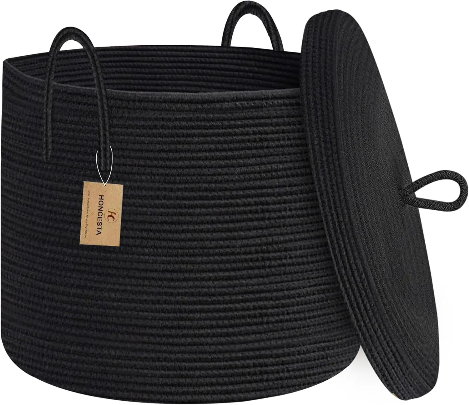 Big Natural Fiber Woven Storage Basket with Top - Pexav