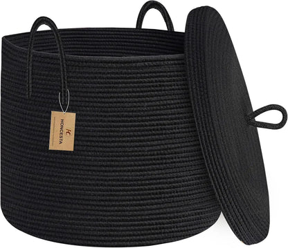 Big Natural Fiber Woven Storage Basket with Top - Pexav