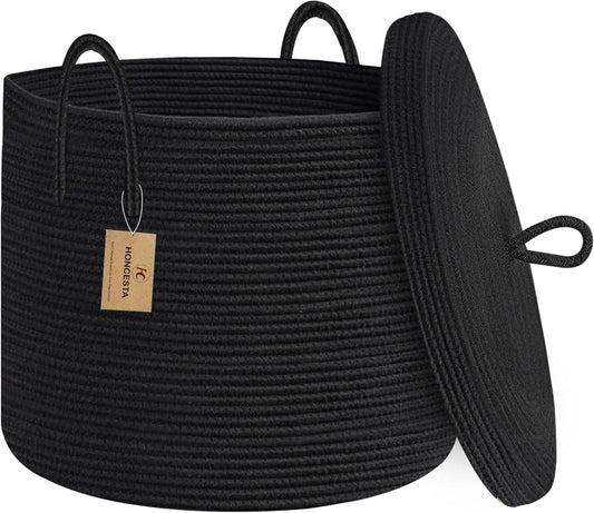 Big Natural Fiber Woven Storage Basket with Top - Pexav