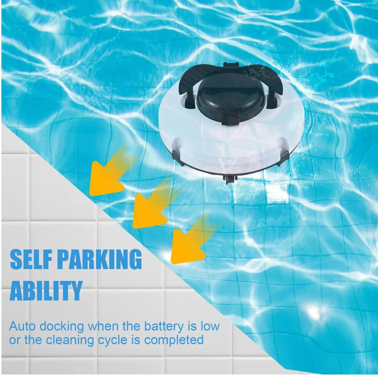 Wireless Automatic Pool Vacuum Cleaner Waterproof Dual Motor