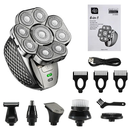 Advanced 6-in-1 Men's Rechargeable Shaver with Adjustable Heads