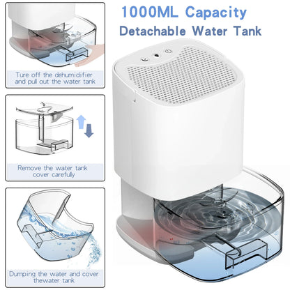 Compact 2-in-1 Dehumidifier with Air Purifier & LED Light