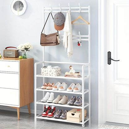 Space Saving Entryway Coat Rack with Shelf