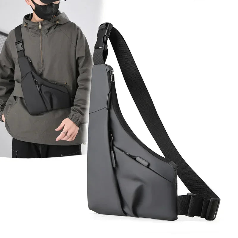 Anti-Theft Men's Leather Chest Crossbody Sling Bag