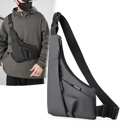 Anti-Theft Men's Leather Chest Crossbody Sling Bag