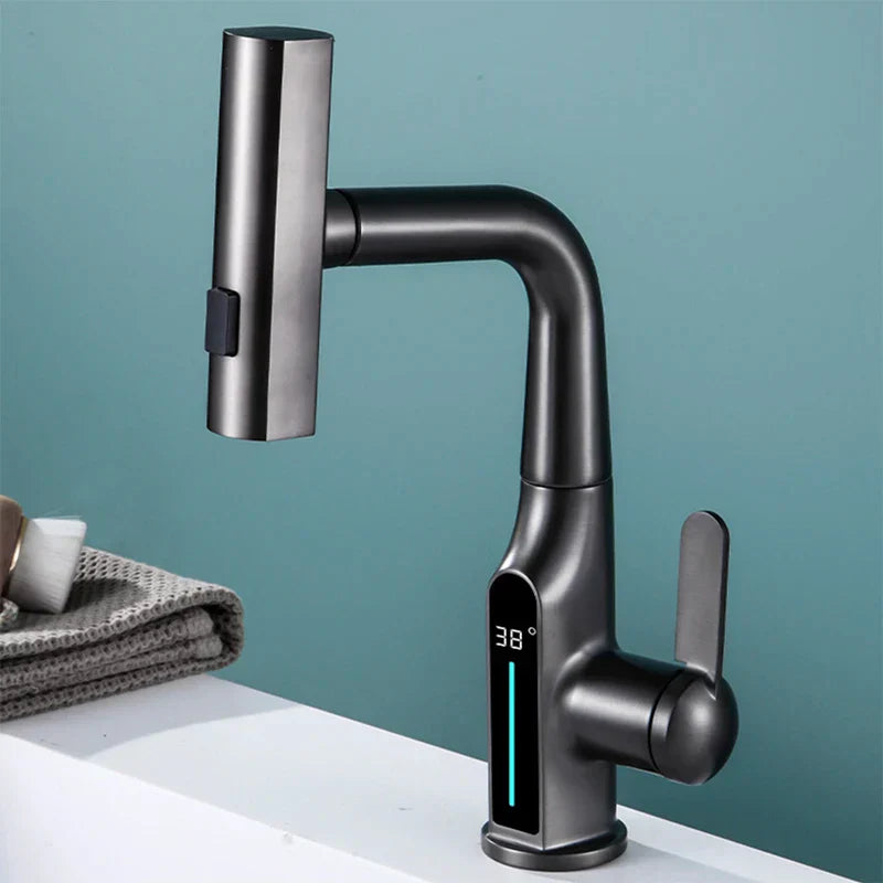 Adjustable LED Temperature Faucet for Bathroom Sink - Pexav