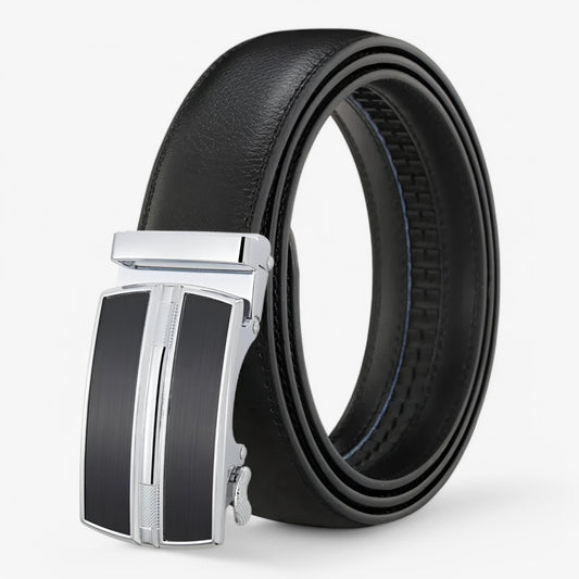 Leather Belt with Auto Buckle - Classic Stylish Mens Accessory - Pexav
