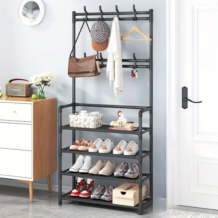 Space Saving Entryway Coat Rack with Shelf