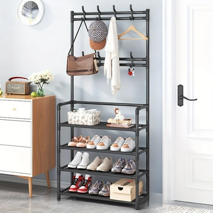Space Saving Entryway Coat Rack with Shelf