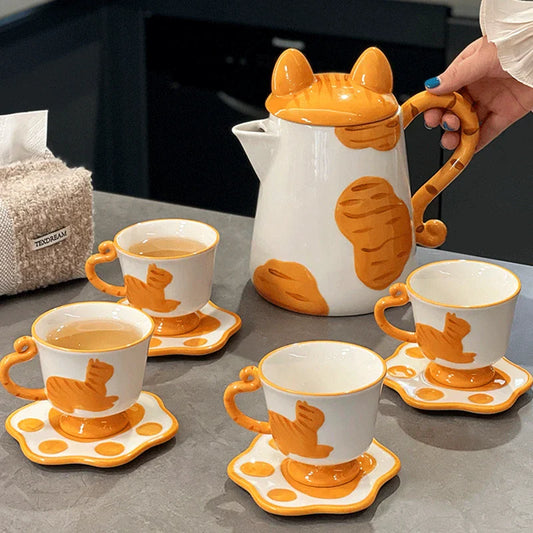 Vibrant Kitty Artistic Coffee Tea Cup Set - Pexav