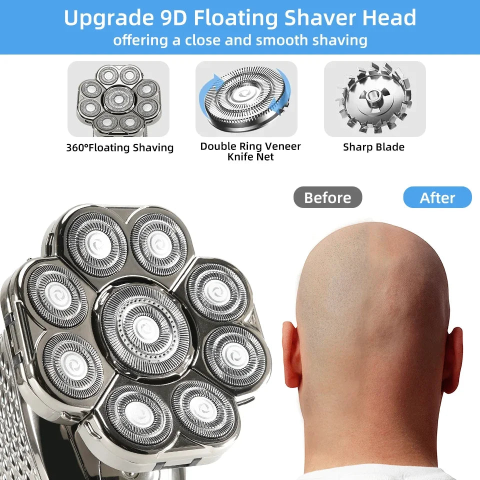 Advanced 6-in-1 Men's Rechargeable Shaver with Adjustable Heads
