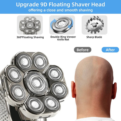 Advanced 6-in-1 Men's Rechargeable Shaver with Adjustable Heads