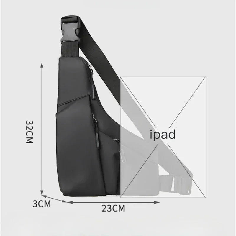 Anti-Theft Men's Leather Chest Crossbody Sling Bag