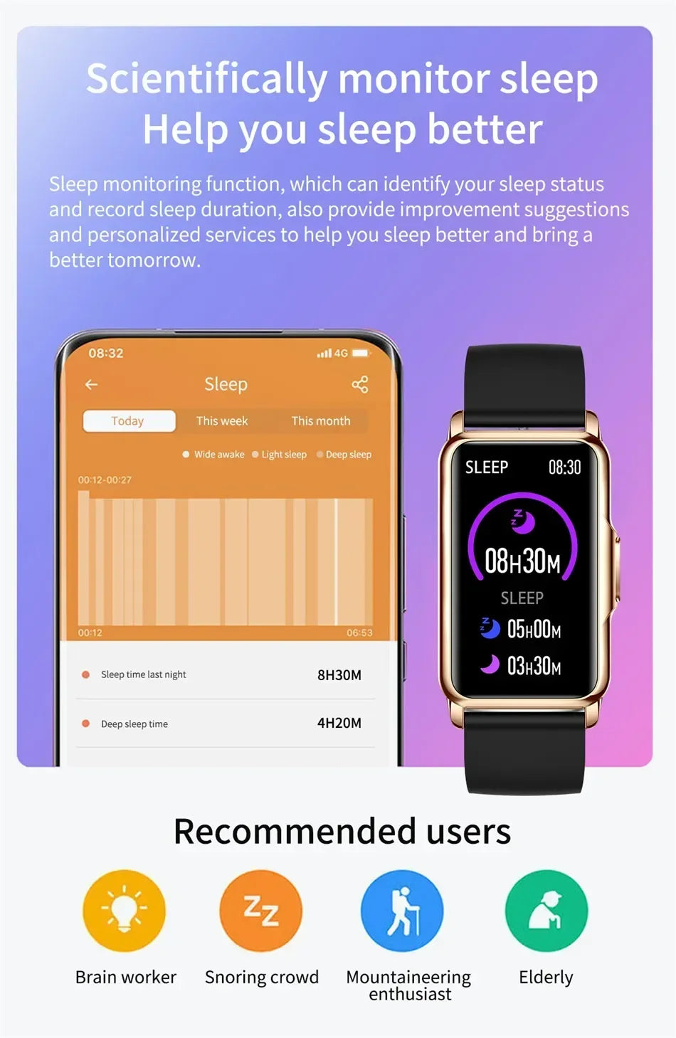 Waterproof Fitness Watch for Men and Women